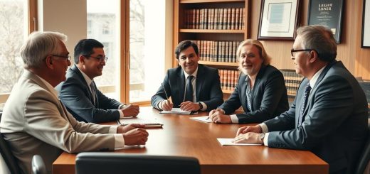 A Team Of Experienced Lawyers Seated Around A Wooden Conference Table, Engaged In A Lively Discussion. Warm, Natural Lighting Filters Through Large Windows, Casting A Professional Yet Approachable Atmosphere. The Lawyers' Expressions Convey A Sense Of Expertise And Authority, While Their Body Language Suggests Collaboration And Problem-Solving. In The Background, A Bookshelf Filled With Legal Tomes And A Framed Diploma Or Award Add To The Impression Of Legal Acumen And Credibility. The Overall Scene Evokes A Sense Of Trust, Reliability, And The Ability To Handle Complex Legal Matters With Skill And Experience.